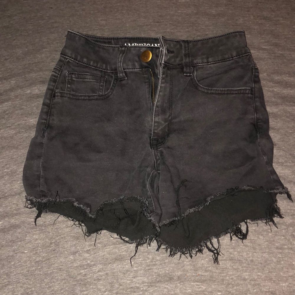 Black denim shorts